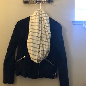 Grey and white infinity scarf